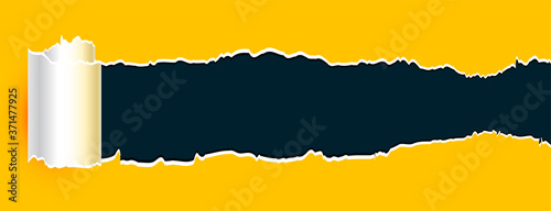 rolled torn paper yellow sheet banner design