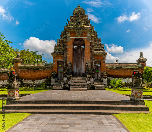 A view towards the entrance to the main sanctum of the temple of Pura Taman Ayun in the Mengwi district, Bali, Asia