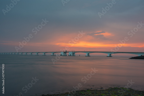 Zeeland Bridge on a cloudy summer evening