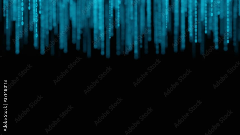 Stream of binary matrix code numbers on the screen 3d rendering