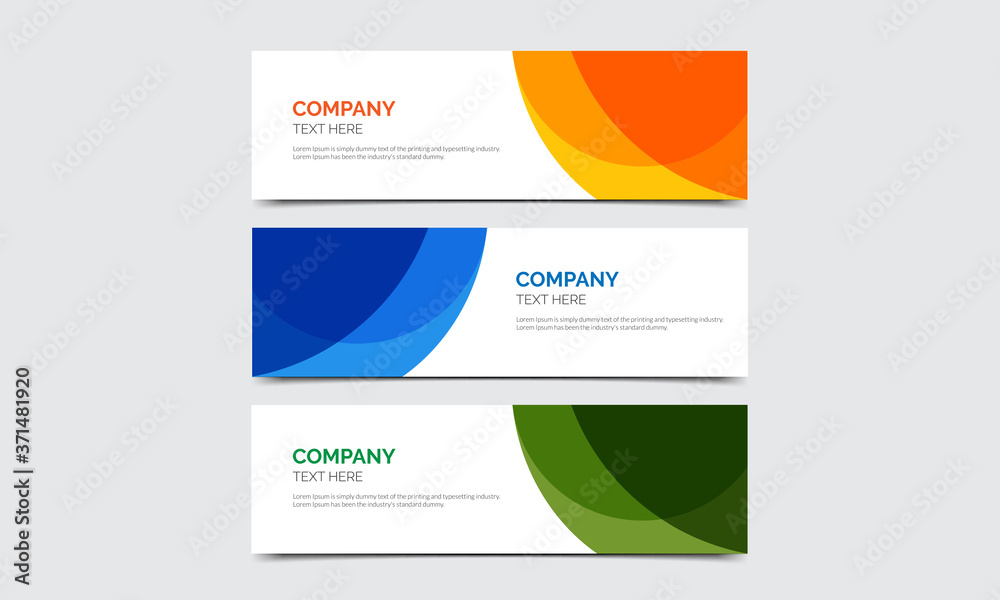 Website banner design template with colorful abstract shape and background