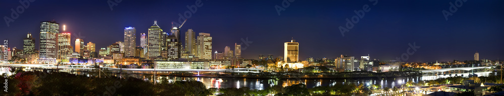 Night shot of Brisbane city skyline, Australia