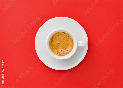 espresso coffee on red background