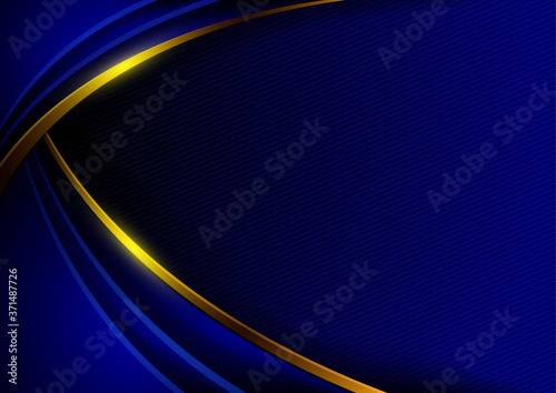 Abstract background in dark blue tones arranged in layers with golden curves.