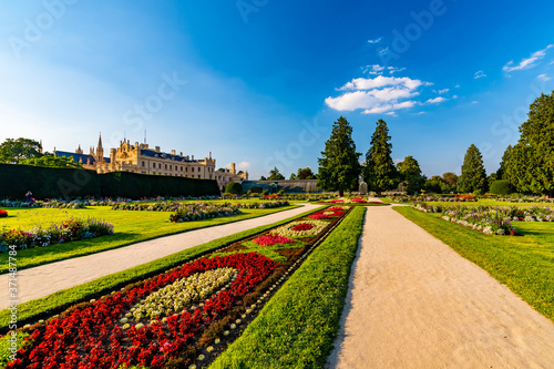 Beautiful formal garden near the Lednice castle, Czech Republic.
