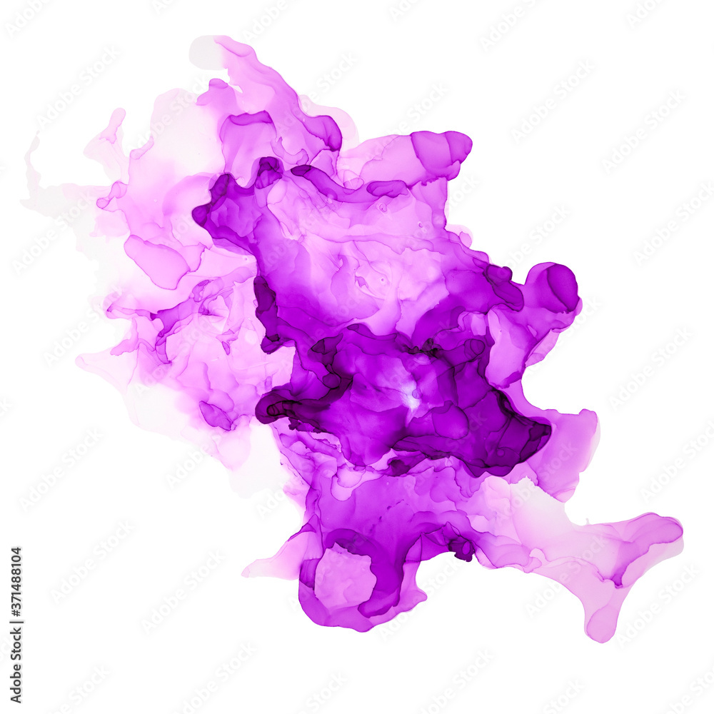 Purple and pink shades watercolor background, wet liquid