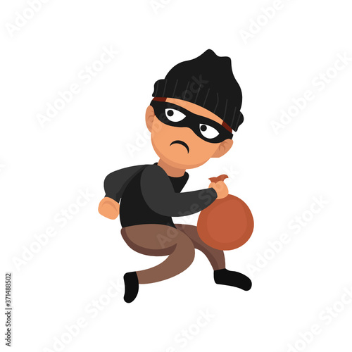Thief when stealing mascot design illustration pose