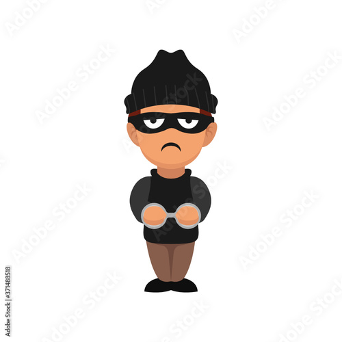 Thief when stealing mascot design illustration pose