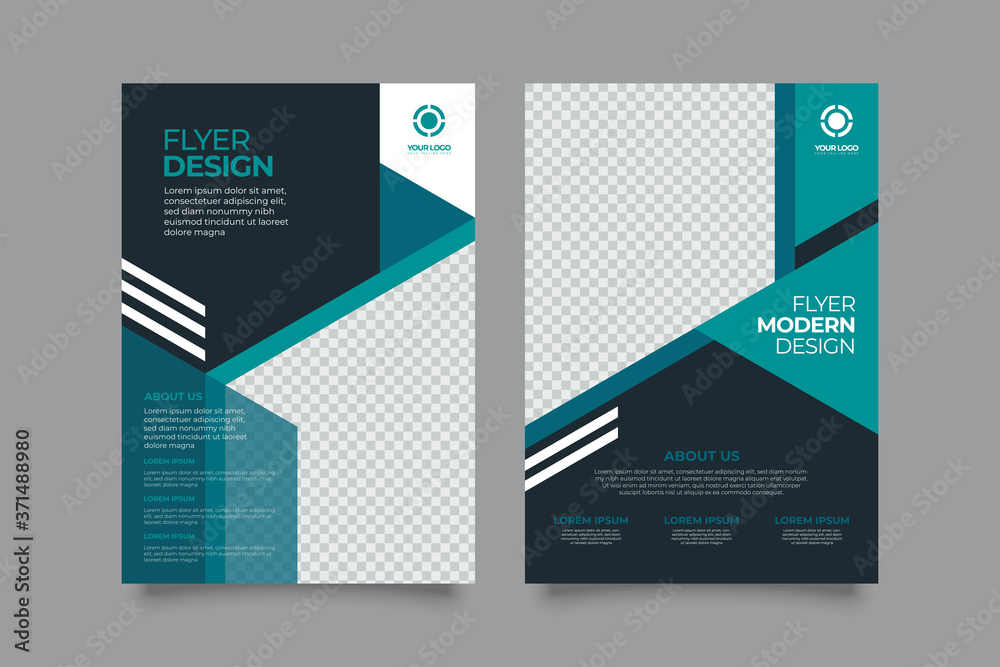 Corporate business annual report brochure flyer design. Leaflet cover presentation. Flier with Abstract geometric background. Modern publication poster magazine, template A4 flyer - obrazy, fototapety, plakaty 
