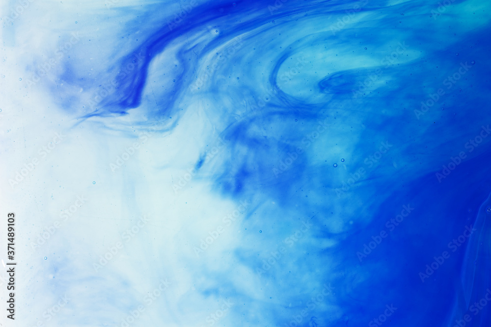 Azure watercolor background. Different shades of blue in the water