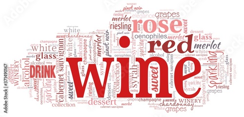 Wine word cloud isolated on a white background.