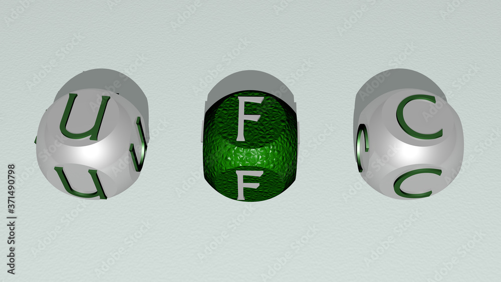 UFC text by cubic dice letters - 3D illustration UFC text by cubic dice letters - 3D illustration