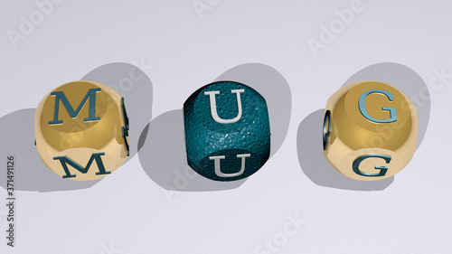 Tablou pe pânză MUG text of cubic individual letters - 3D illustration for coffee and background