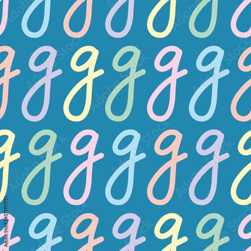 Script letter G tileable seamless pattern. Hand written lower case type vector illustration background.