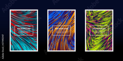 Set of colorful 3D line waves textured background can be used for poster, flyer, cover, and many more. Vector