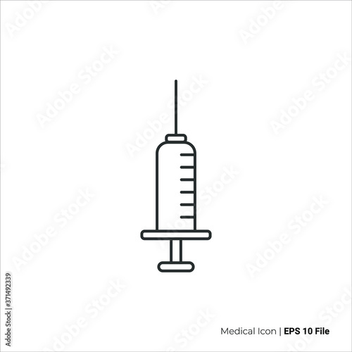 injection icon outline. injection logo vector design. isolated by white background