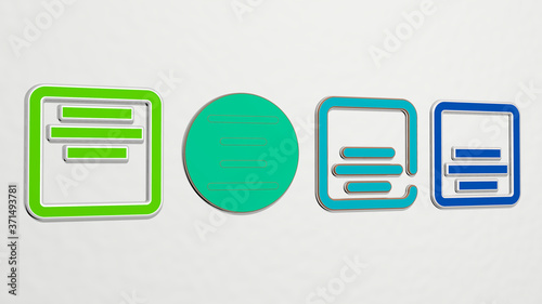 ALIGN CENTER 4 icons set - 3D illustration