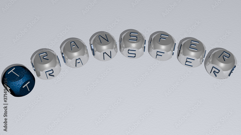 transfer curved text of cubic dice letters - 3D illustration for icon and concept transfer curved text of cubic dice letters - 3D illustration for icon and concept