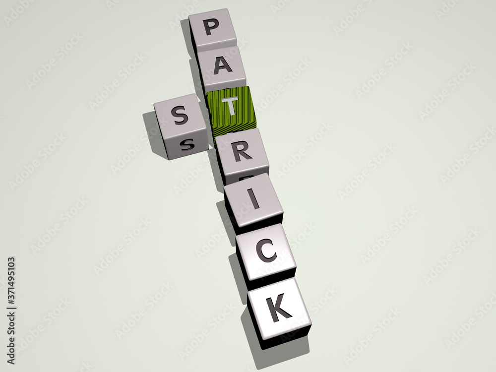 st patrick crossword by cubic dice letters - 3D illustration for church and architecture st patrick crossword by cubic dice letters - 3D illustration for church and architecture