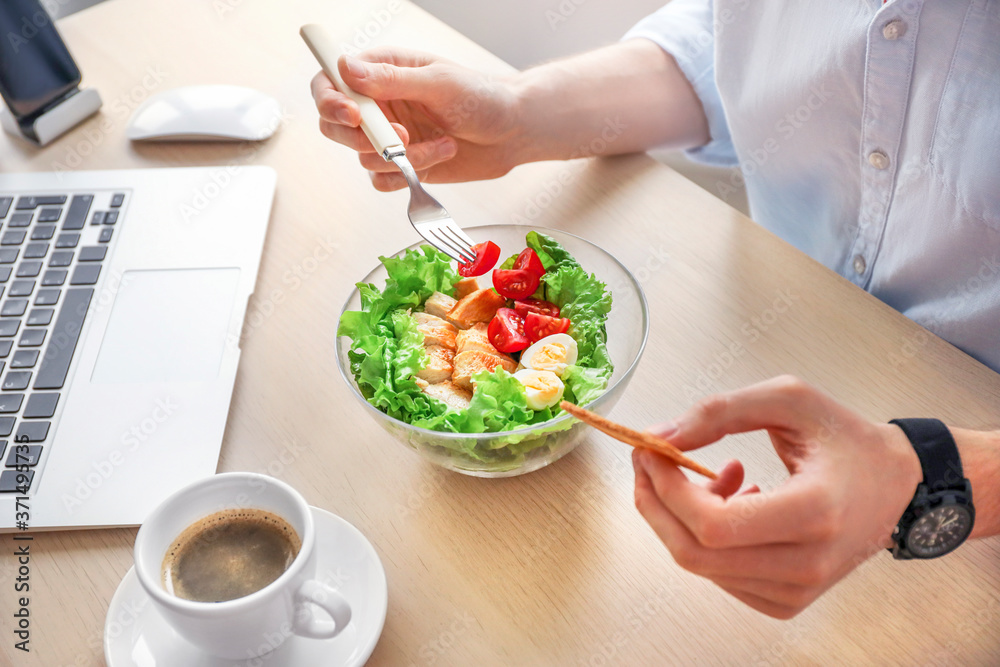 Healthy lunch at office workplace Healthy lunch at office workplace