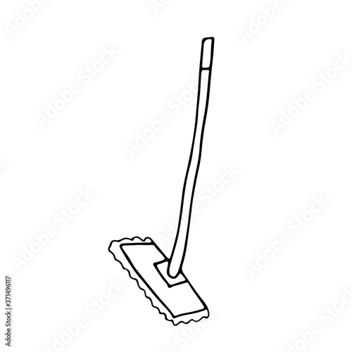 Scrubber broom doodle icon. Hand drawn scrubber broom icon in vector. Doodle scrubber broom icon in vector
