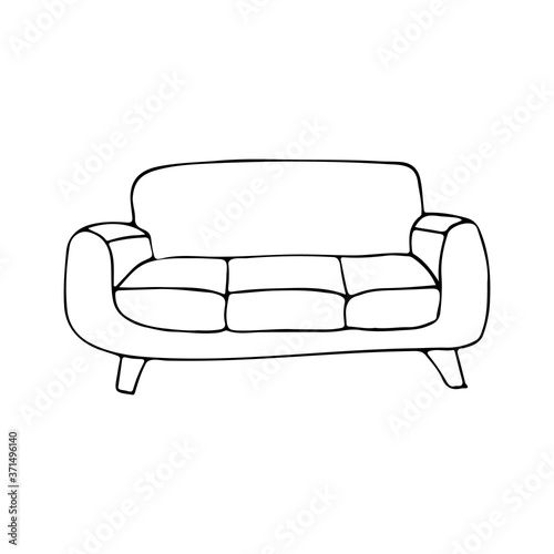 Doodle sofa icon in vector. Sofa hand drawn icon in vector. Illustration doodle sofa in vector