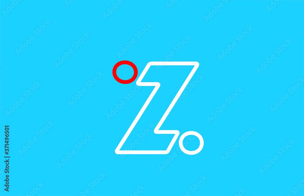 line alphabet Z letter logo icon design in red and white. Blue background color for business and company line alphabet Z letter logo icon design in red and white. Blue background color for business and company