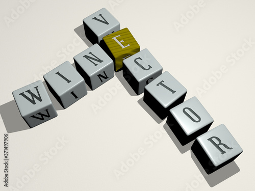 wine vector crossword by cubic dice letters - 3D illustration for background and alcohol photo