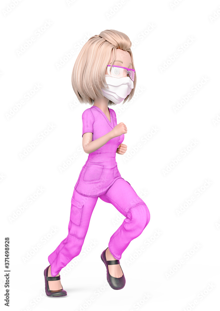 blond wearing a scrubs is jogging blond wearing a scrubs is jogging