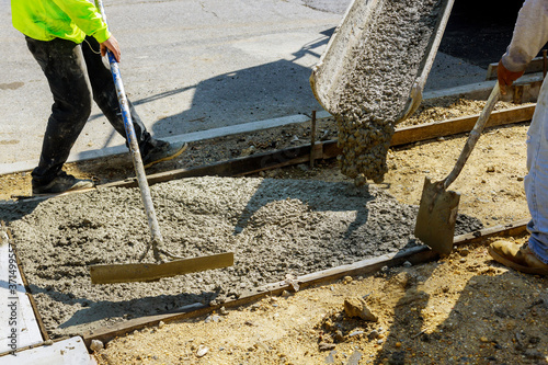 Construction of new sidewalks laying concrete cement