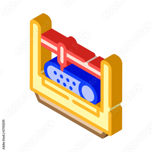 punching and cutting pipes isometric icon vector illustration