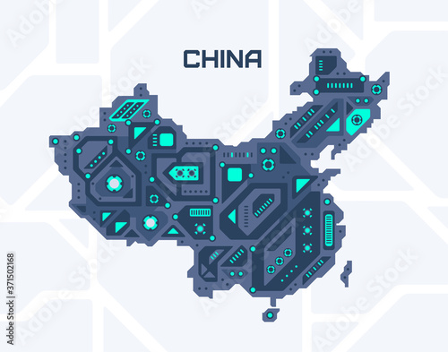 Canvas Print Abstract futuristic map of China