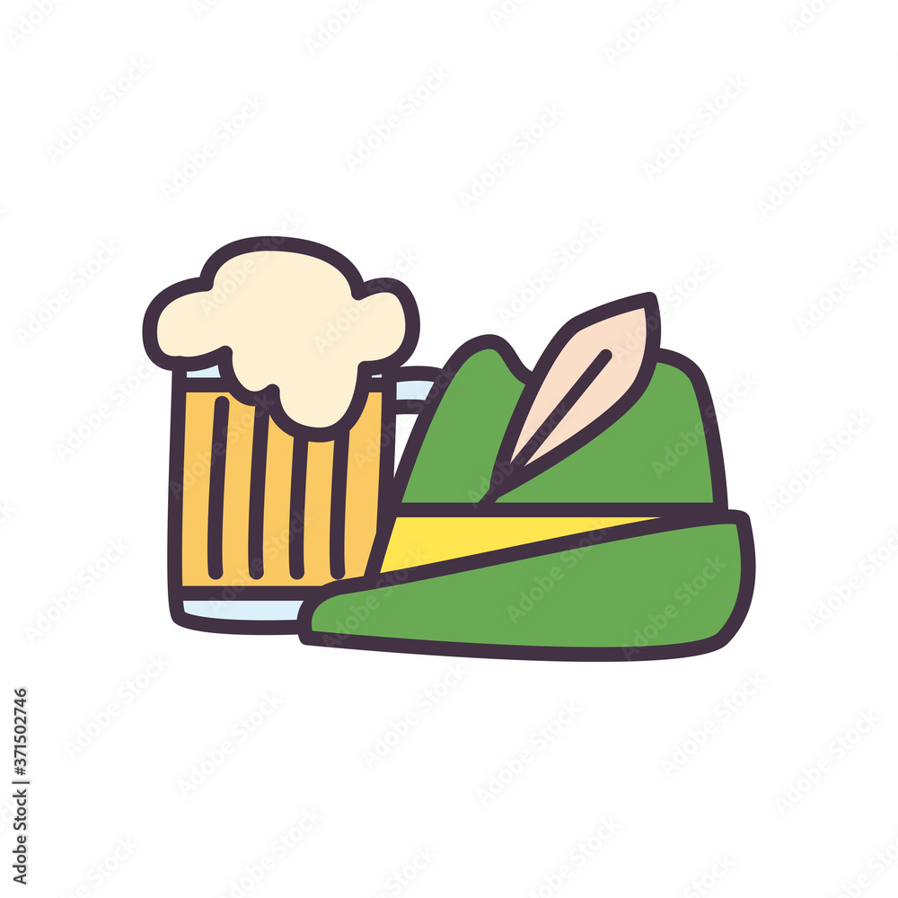 oktoberfest hat and beer line and fill style icon vector design oktoberfest hat and beer line and fill style icon vector design