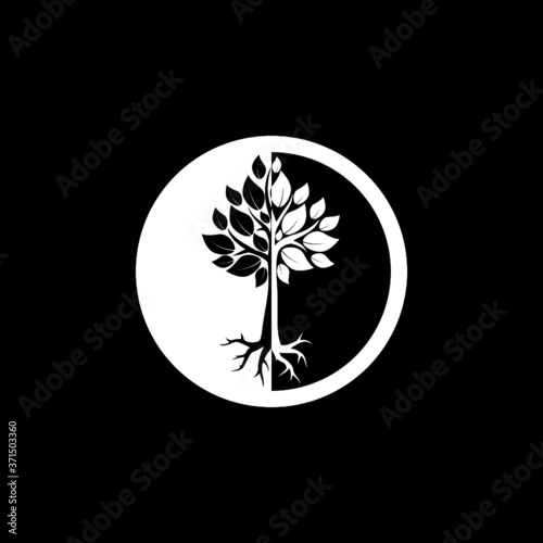 Tree Logo design isolated on dark background