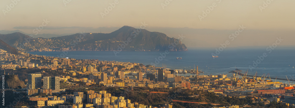Panorama of Genoa with  