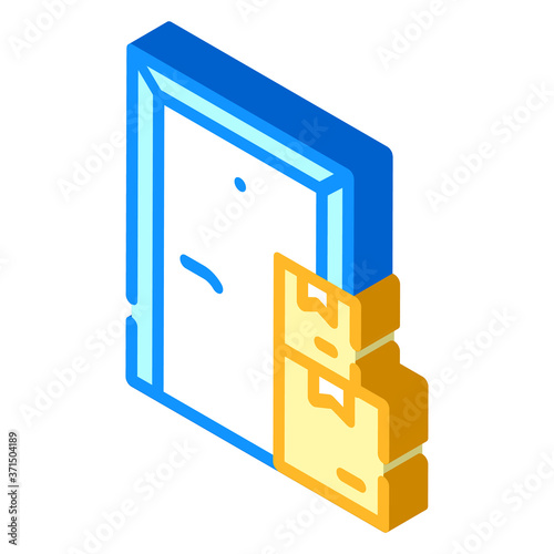 contactless door delivery isometric icon vector illustration