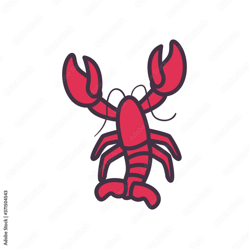 lobster line and fill style icon vector design lobster line and fill style icon vector design