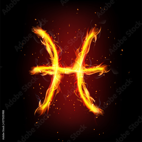 Pisces zodiac sign of fire light.
