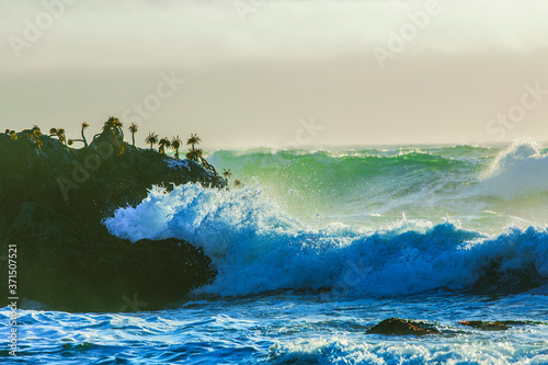 Waves crashing on cliffs, Bodega Bay, California, United States photo