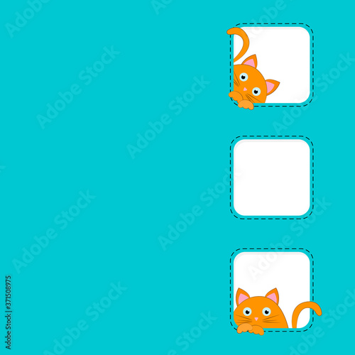 Kittens look out of the holes. Cat vector