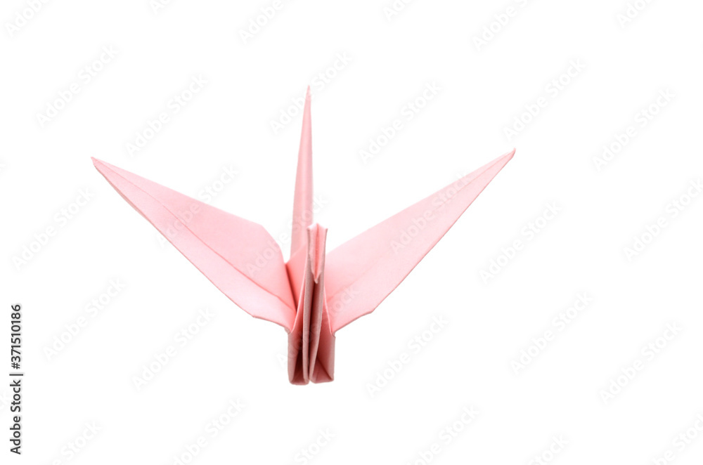 Origami crane isolated on a white background