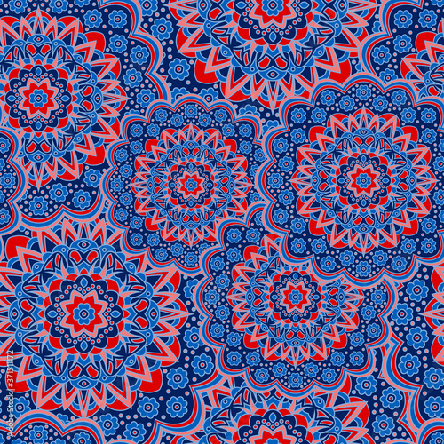 Persian medallion flower seamless ornament design.