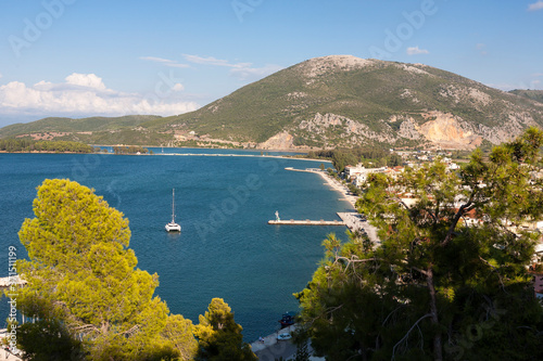 View from the Venetian fortress over Vonitsa, on the shores of the Ambracian Gulf, Aetolia-Acarnania, Greece