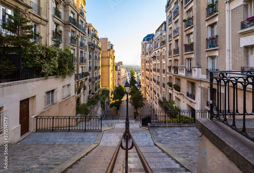 Empty steps of Montmartre in Paris, France photo