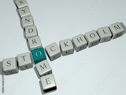 Stockholm syndrome crossword by cubic dice letters - 3D illustration for sweden and city