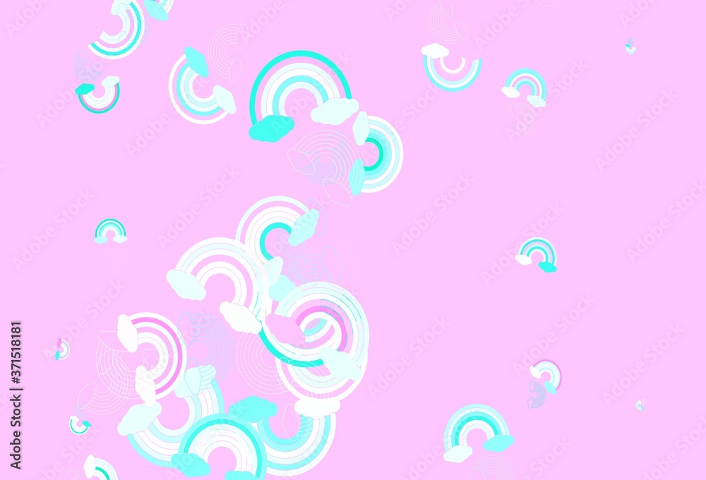 Light Green, Red vector backdrop with rainbows, clouds. Light Green, Red vector backdrop with rainbows, clouds.