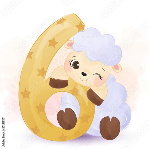 Cute sheep illustration in watercolor