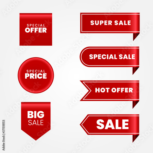 set of red sale labels