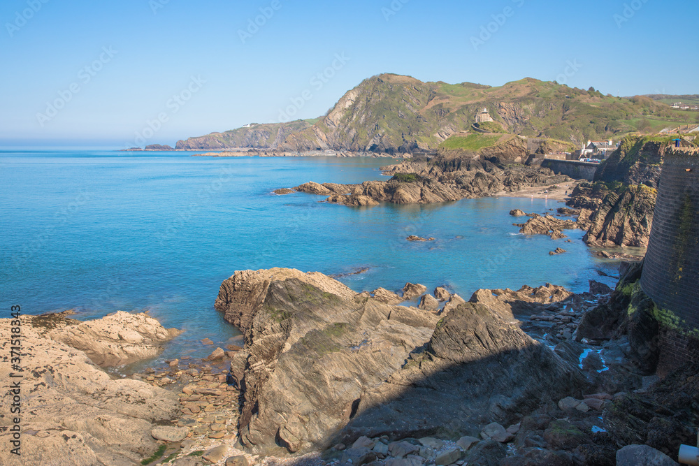 Fototapeta premium View from the Capstone Hill towards Beacon Point, Ilfracombe, Devon, UK