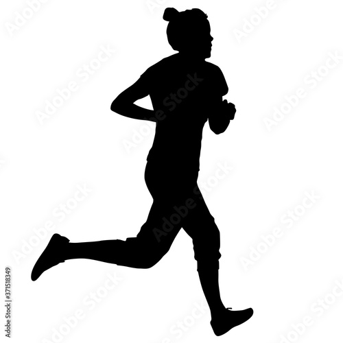 Black Silhouettes Runners sprint women on white background